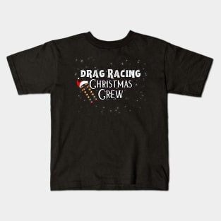 Drag Racing Christmas Crew Santa Christmas Lights Cute Racing Xmas Kids T-Shirt